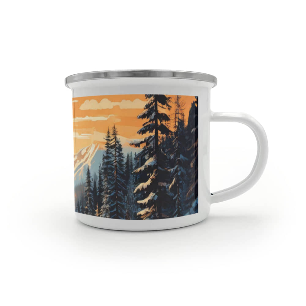 Alpine Winter Sunset - Stainless Enamel Camping Mug