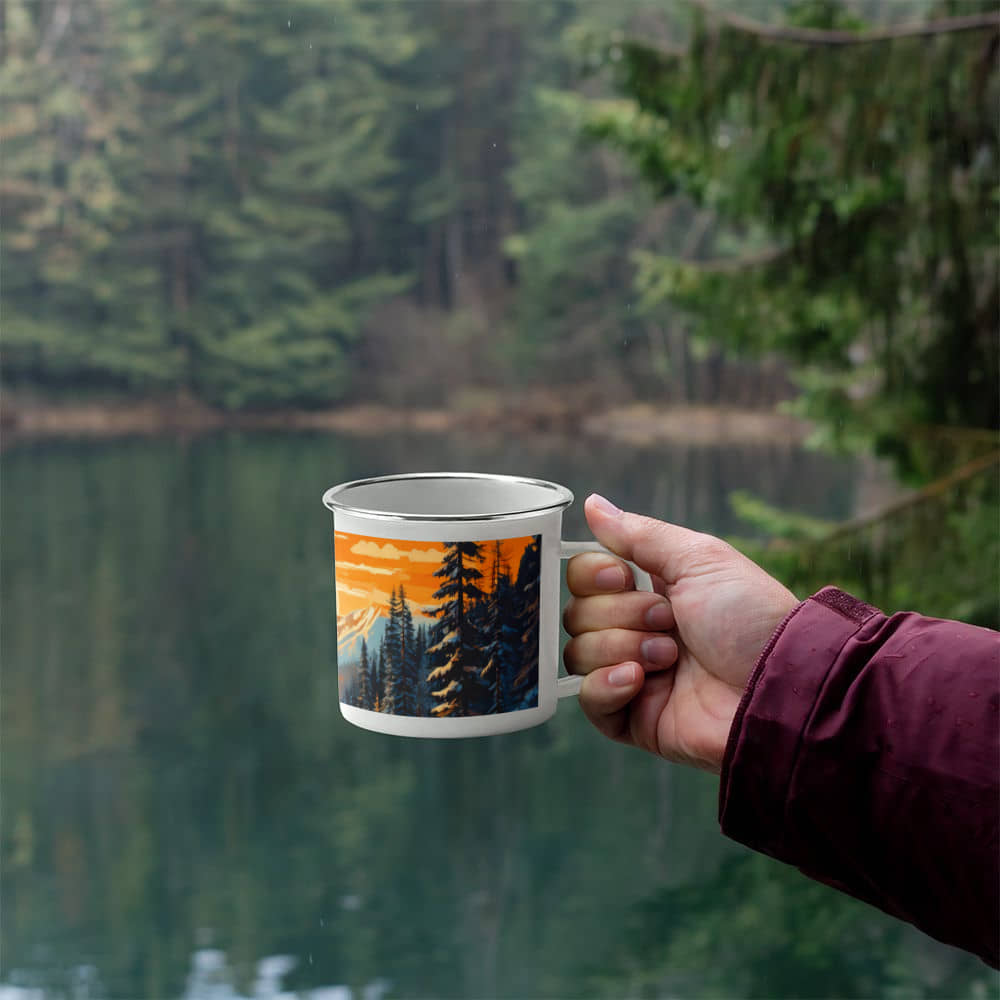 Alpine Winter Sunset - Stainless Enamel Camping Mug